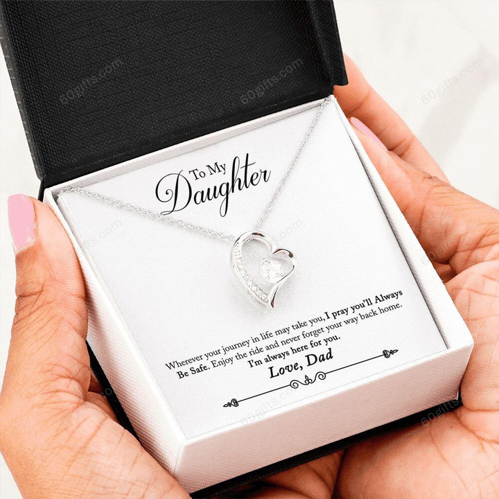 Happy Birthday Gifts 2023 Heart Necklace With Meaning Message Card, Best Gift Ideas Dad To My Daughter - Always Here For You