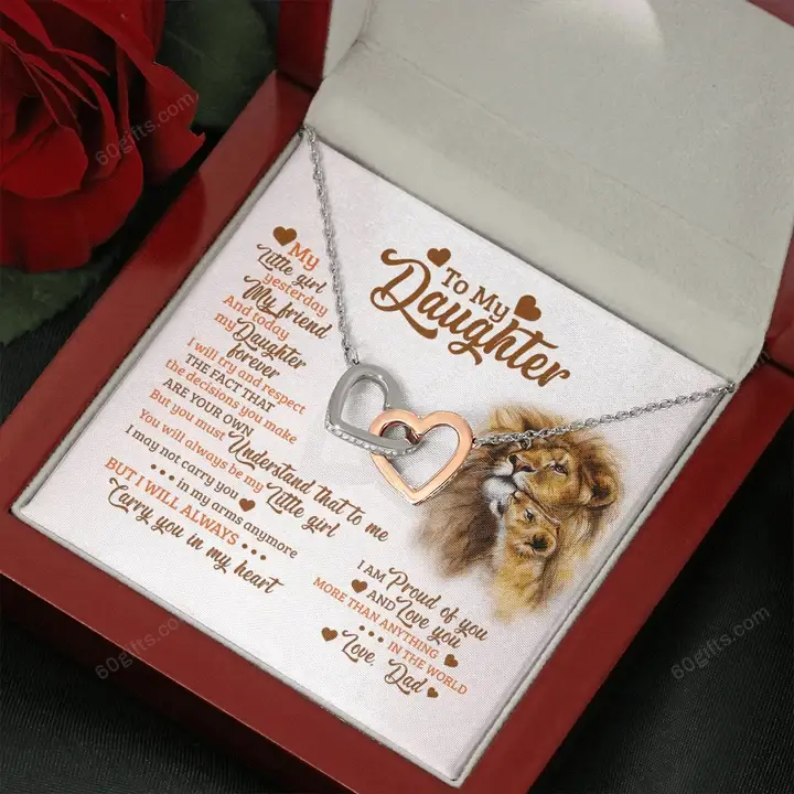 Happy Birthday Gifts 2023 Double Heart Necklace With Meaning Message Card, Best Gift Ideas To My Daughter - Carry You In My Heart