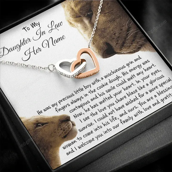 Happy Birthday Gifts 2023 Double Heart Necklace With Meaning Message Card, Best Gift Ideas To My Daughter-In-Law You Are A Blessing