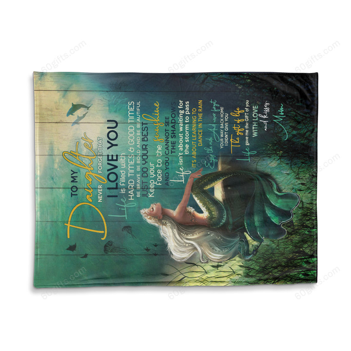 Happy Birthday Gifts 2023 Mom To My Daughter Never Forget Mermaid Fleece Blanket