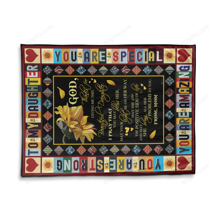 Happy Birthday Gifts 2023 Mom To My Daughter God, Thank You Fleece Blanket