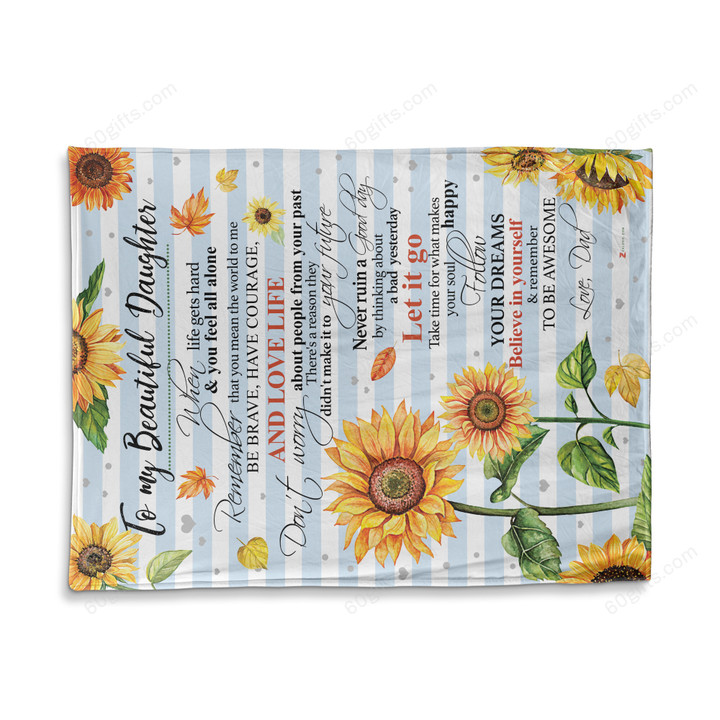 Happy Birthday Gifts 2023 Dad To My Beautiful Daughter To Be Awesome Sunflower Fleece Blanket