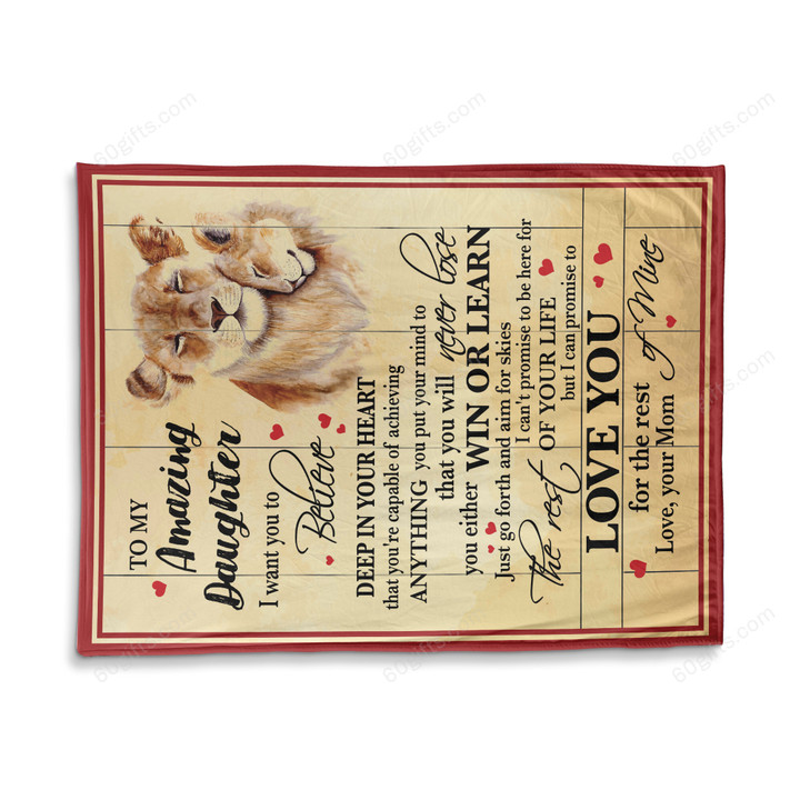 Happy Birthday Gifts 2023 Mom To My Amazing Daughter Win Or Learn Lion Fleece Blanket