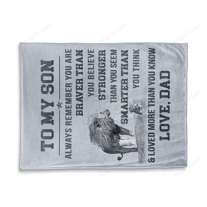 Happy Birthday Gift Ideas 2023 Dad To My Son You Are Braver Lion Fleece Blanket