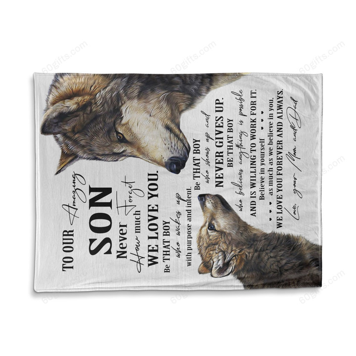 Happy Birthday Gift Ideas 2023 Mom And Dad To Our Amazing Son - Believe In Yourself Wolf Fleece Blanket
