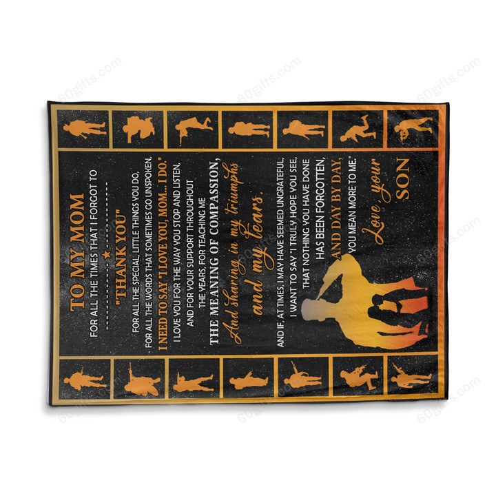 Happy Mother's Day Gift Ideas 2023 To My Mom Thank You Veteran Fleece Blanket