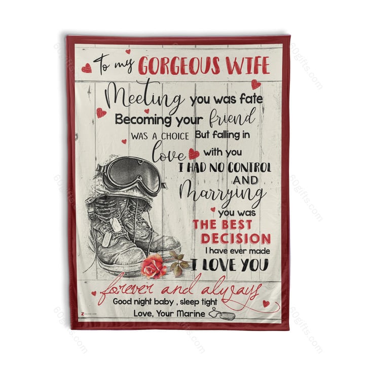 Happy Anniversary Wedding Gift Ideas 2023 Husband To My Gorgeous Wife Meeting You Marine Fleece Blanket