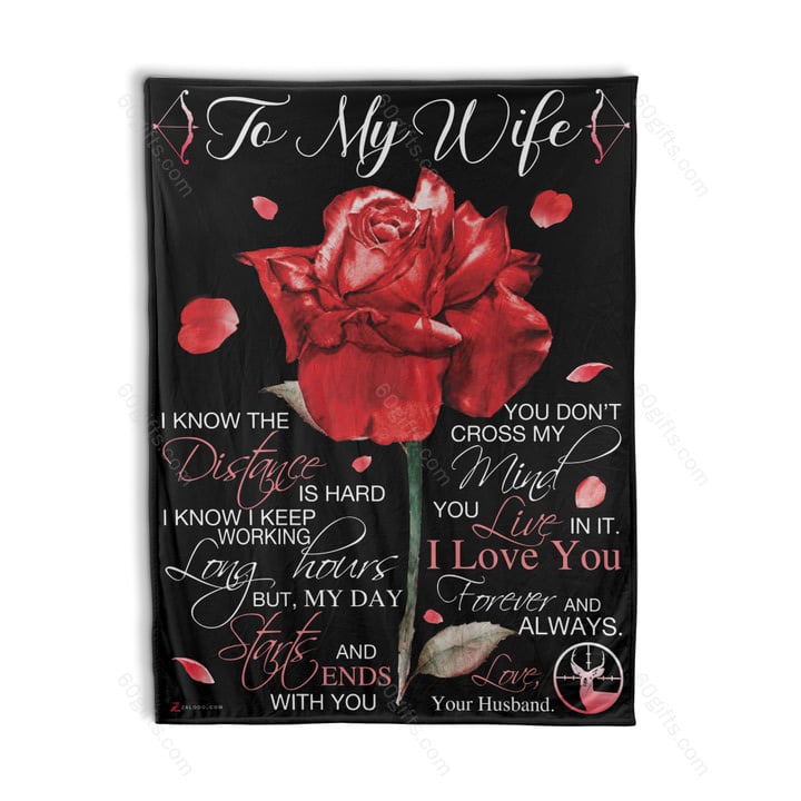 Happy Anniversary Wedding Gift Ideas 2023 Husband To My Wife I Know The Distance Hunting Fleece Blanket