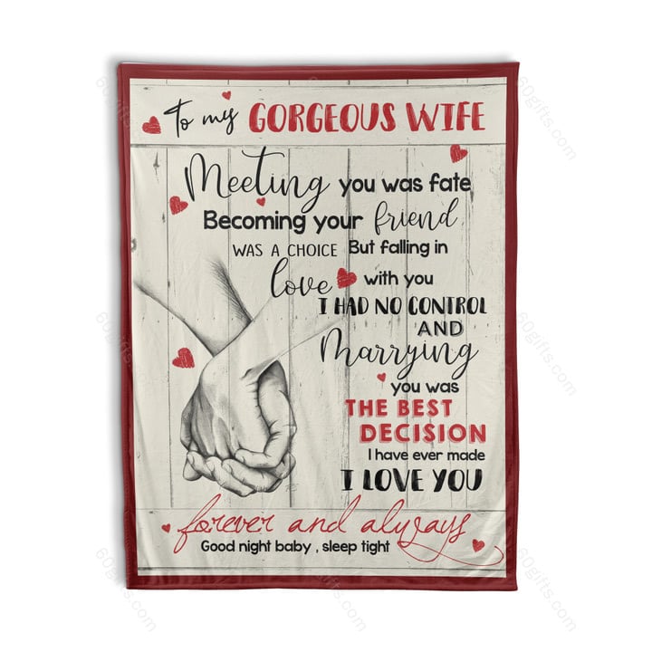 Happy Anniversary Wedding Gift Ideas 2023 Husband To My Gorgeous Wife Meeting You Couple Hand Fleece Blanket