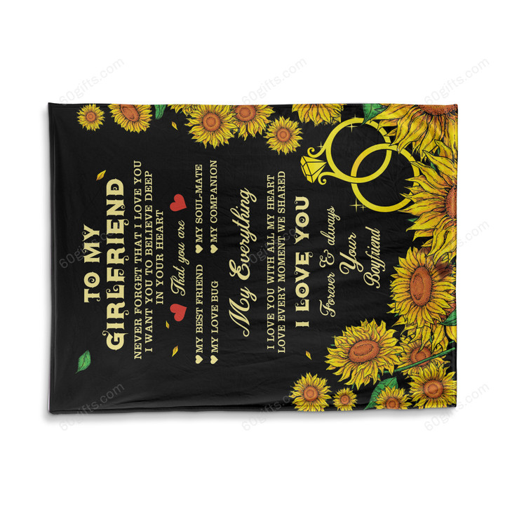Happy Anniversary Wedding Gift Ideas 2023 Boyfriend To My Girlfriend Never Forget Sunflower Fleece Blanket