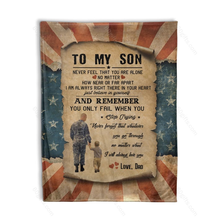 Happy Birthday Gift Inspirational & Motivational Ideas 2023 Dad To My Son I Am Always Right There Navy Fleece Blanket