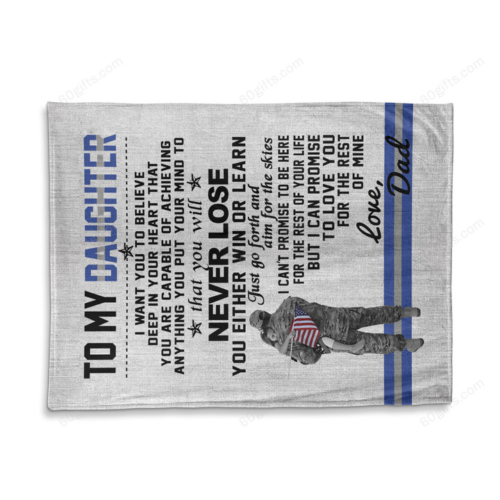 Happy Birthday Gift Inspirational & Motivational Ideas 2023 Dad To My Daughter Never Lose Air Force Fleece Blanket