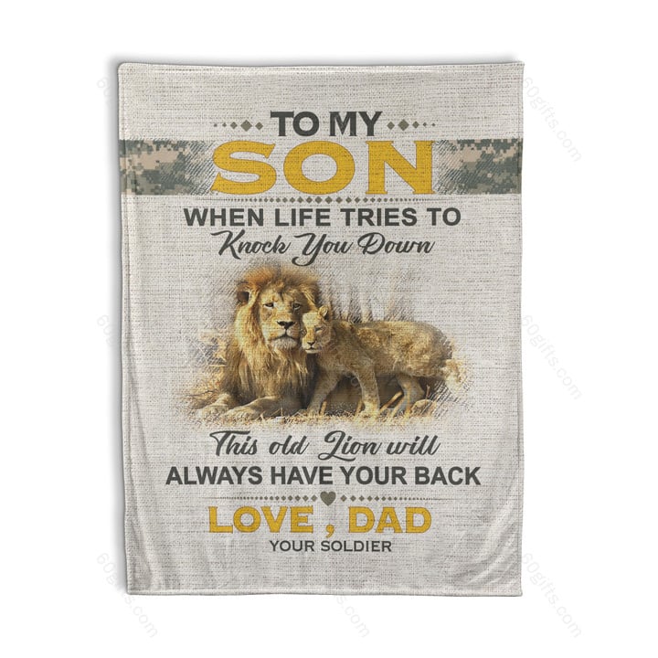 Happy Birthday Gift Inspirational & Motivational Ideas 2023 Dad To My Son Have Your Back Army Fleece Blanket
