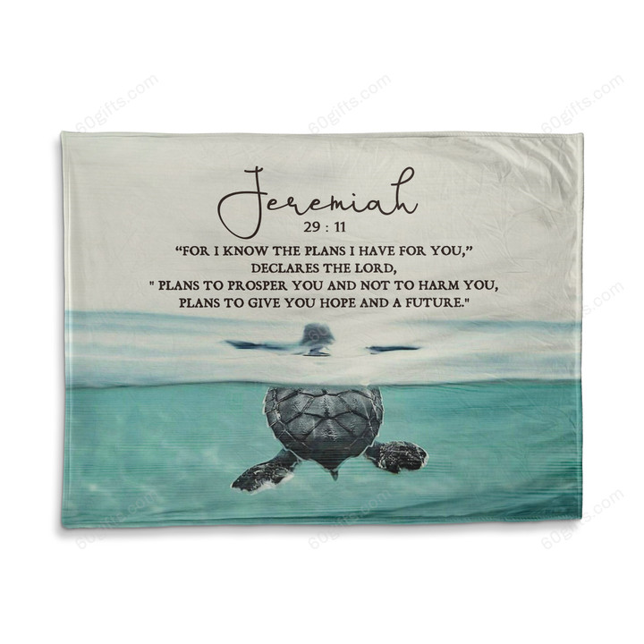 Happy Birthday Gift Inspirational & Motivational Blanket Ideas 2023 Jeremiah 29:11 Turtle Fleece Blanket