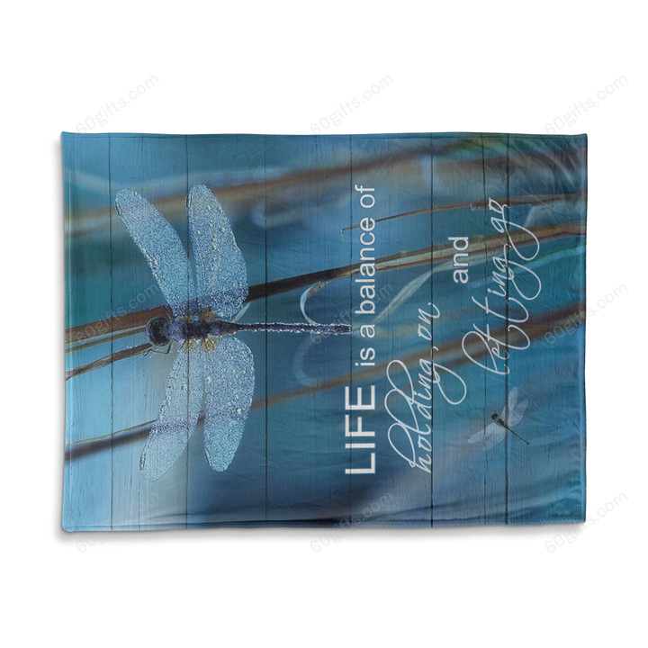 Happy Birthday Gift Inspirational & Motivational Blanket Ideas 2023 Life Is A Balance Dragonfly Fleece Blanket