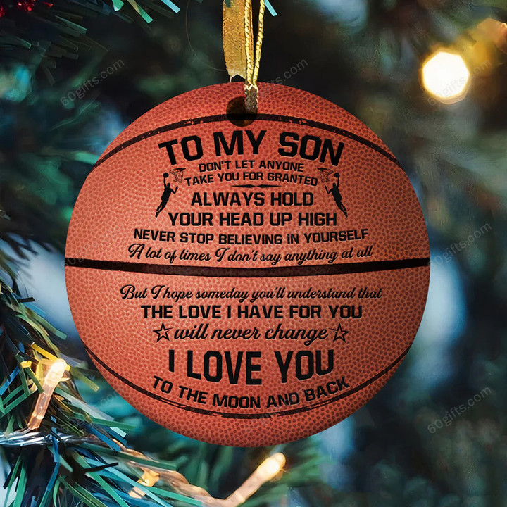 Basketball To My Son Christmas Circle Ceramic Ornament - Christmas Gift For Family, For Her, Gift For Him