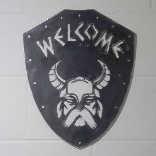Viking Shield Norse welcome home door sign cool wall art solid mild steel metal