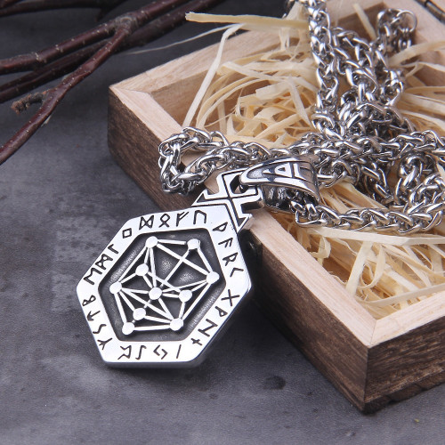 Viking Necklace Geri and Freki Wolf Rune