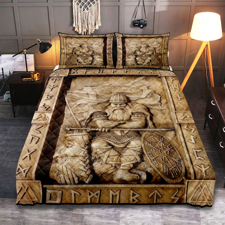 Viking Bedding Set Odin Raven Wood Style | Viking Bed Set