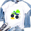 Monster Truck Lover Boy Shamrock T-Shirt Gift For Kids in Saint Patricks Day