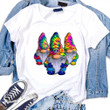 Three Hippie Gnomes Retro Tie Dye T-Shirt Gift For Kids Adults