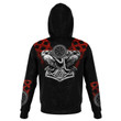 Red Patterns With Ravens And Wolves 3D Hoodie Gift For Men - VK3D067