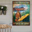 Surf Turtle Metal Sign Outdoor Garden, Address Sign, Sign Rustic Décor House - MST201