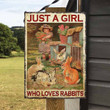 A Girl Loves Rabbits Metal Sign Outdoor Garden, Address Sign, Sign Rustic Décor House - MGR113
