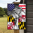 Face of Jesus Maryland USA Flag Metal Sign Outdoor Garden, Address Sign, Sign Rustic Décor House - MMaryland310