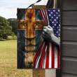 Lion Cross USA Flag Metal Sign Outdoor Garden, Address Sign, Sign Rustic Décor House - MLion327