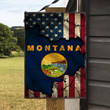 Montana State and USA Flag Metal Sign Outdoor Garden, Address Sign, Sign Rustic Décor House - MMontana372
