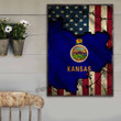 Kansas State and USA Flag Metal Sign Outdoor Garden, Address Sign, Sign Rustic Décor House - MKansas382