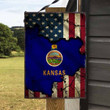 Kansas State and USA Flag Metal Sign Outdoor Garden, Address Sign, Sign Rustic Décor House - MKansas382