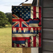 Classical Hawaii State and USA Flag Metal Sign Outdoor Garden, Address Sign, Sign Rustic Décor House - MHawaii387