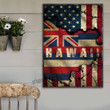 Classical Hawaii State and USA Flag Metal Sign Outdoor Garden, Address Sign, Sign Rustic Décor House - MHawaii387