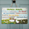 Family Rules Metal Sign Outdoor Garden, Address Sign, Sign Rustic Décor House - MFamily424