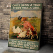 Kid On Farm Poster - Girl Love Dogs And Chickens Canvas Home Décor Gifts For Girl Daughter Niece