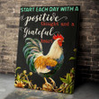 Rooster Chicken Poster - Start Each Day With A Positive Thought Canvas Home Décor Gifts For Father's Day