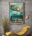 Girl Surfing Poster - Into The Ocean I Go To Lose My Mind Canvas Home Décor Gifts For Women Friends
