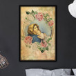 Our Lady Queen With Child Jesus Poster - Rose Circle Canvas Home Décor Gifts For Mother's Day