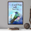 Hummingbird With Green Blue Feathers Poster - Do Small Things With Great Love Canvas Home Décor Birthday Christmas Gifts For Women Girl