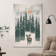 Deer In Forest Poster - Landscape Nature Canvas Home Décor Gifts For Men Women