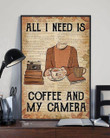 Vintage Poster - All I Need Is Coffee And My Camera Canvas Home Décor Christmas Birthday Gifts For Men Women