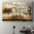 White Chicken On Country Farm Poster - On Her Own She Built A Life She Loved Canvas Home Décor Gifts For Men Women