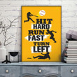 Shadow Men Baseball Poster - Hit Hard Run Fast Turn Left Canvas Home Décor Birthday Christmas Thanksgiving Gifts For Men Boy