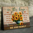 Hummingbirds And Sunflower Vase Poster - We Are Family Canvas Home Décor Gifts For Family Member