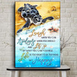 Black Turtle On Beach Poster - Life Is Short To Be Anything But Happy Canvas Home Décor Valentine Gifts For Men Women