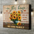 Hummingbirds And Sunflower Vase Poster - We Are Family Canvas Home Décor Gifts For Family Member