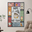 Timetable Of Owl Poster - Nope Not Today Canvas Home Décor Gifts For Kids Children Friend