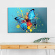Blue Butterfly With Colorful Painting Poster Canvas Home Décor Gifts For Women Girls Friends